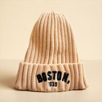 Strickmütze Boston beige gerippt neu