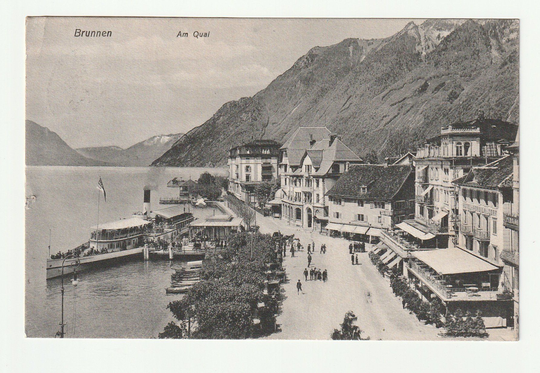 Cartoline postali: Ansichtskarte Brunnen am Quai, Schwitz 1908 – Usato da St. Gallen venduto da Ricardo_Deals