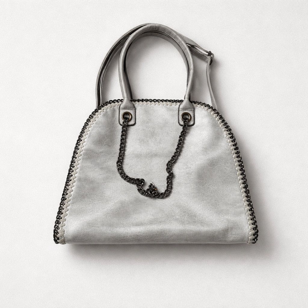 Borse da donna: Sac à main élégant avec chaîne, gris clair – Usato da Auvernier venduto da big_7srg