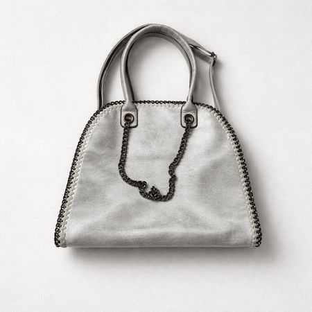 Sac à main élégant avec chaîne, gris clair