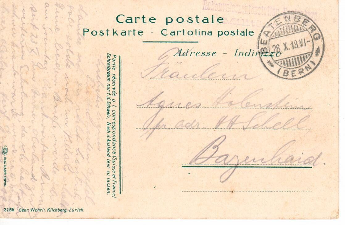 Cartoline postali: St. Beatenberg 1918 – Usato da Wolhusen venduto da Curver9 1