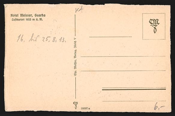 Cartoline postali: Guarda /Engadin, Hotel Meisser mit Zufah – Usato da Berlin venduto da bartko-reher 1