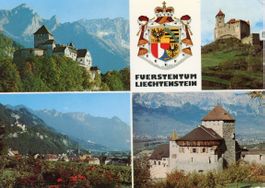 Vaduz  FL  -   Staatswappen / Schloss / Gutenberg    um 1978
