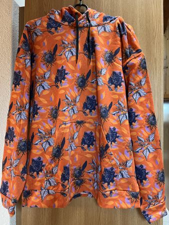 Orange Hoodie mit Blumenmuster - Herbst Style Gr. M