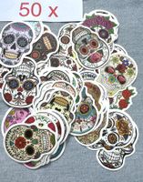 50 Stück  Skull Sticker  selbstklebend  Aufkleber 4/6cm  top