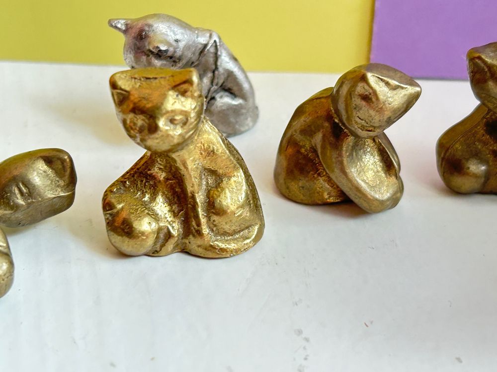 PartyKindom Miniatur-Figuren Schlafende Katze – 2 Stück, Messing, 2,8x1,8x1,8 Cm, Deko Für Schreibtisch & Regal