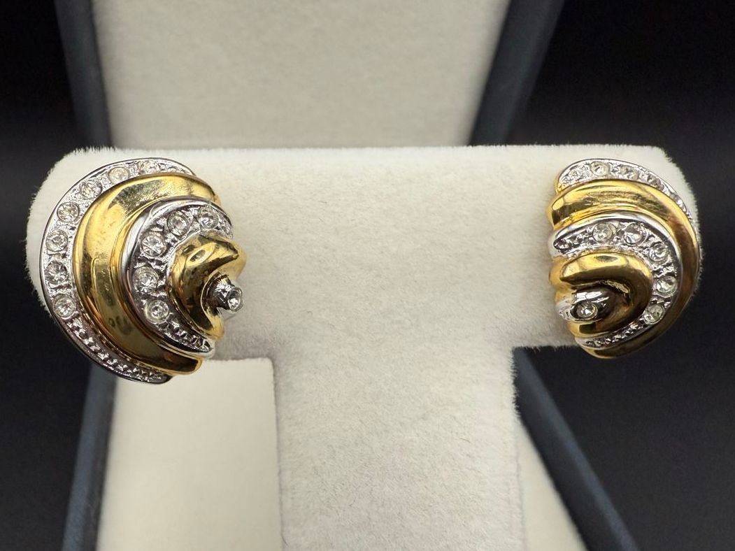 Ohrringe & -stecker: Goldfarbene Ohrringe mit Strasssteinen, Vintage – Gebraucht aus Lamone von LaCantinaMagica