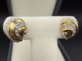 Goldfarbene Ohrringe mit Strasssteinen, Vintage
