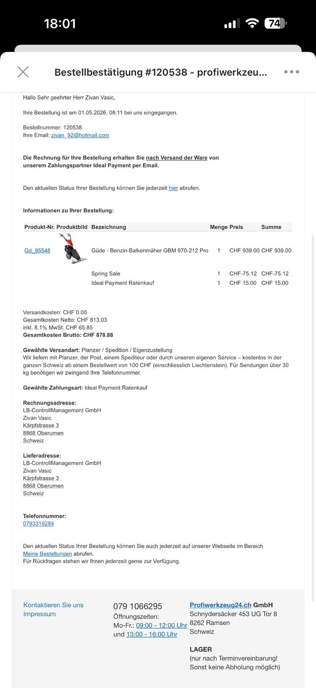 Tagliaerba: Güde Balkenmäher – Difettoso da Oberurnen venduto da Saskiav__ 6
