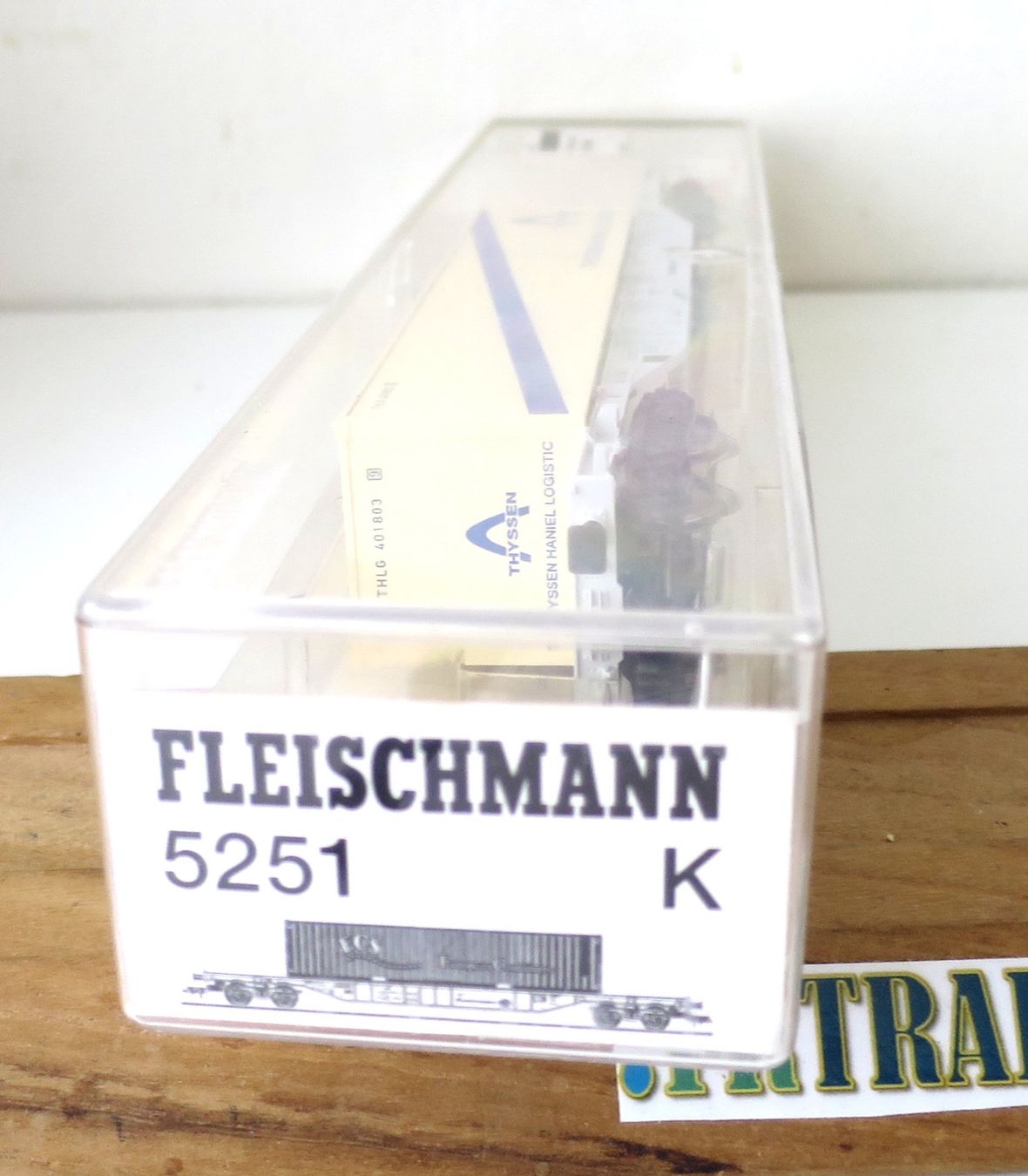 Fleischmann Modellini di ferrovie: FLEISCHMANN DB WAGON PORTE CONTAINER THYSEN HANNIEL – Usato da Gland venduto da FRtrains 5