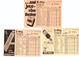 Rare - Football - 3 coupons du Sport-Toto - 1955