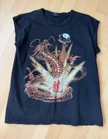 Tanktop mit Drachenmuster, schwarz, Shirt, Grösse L, black