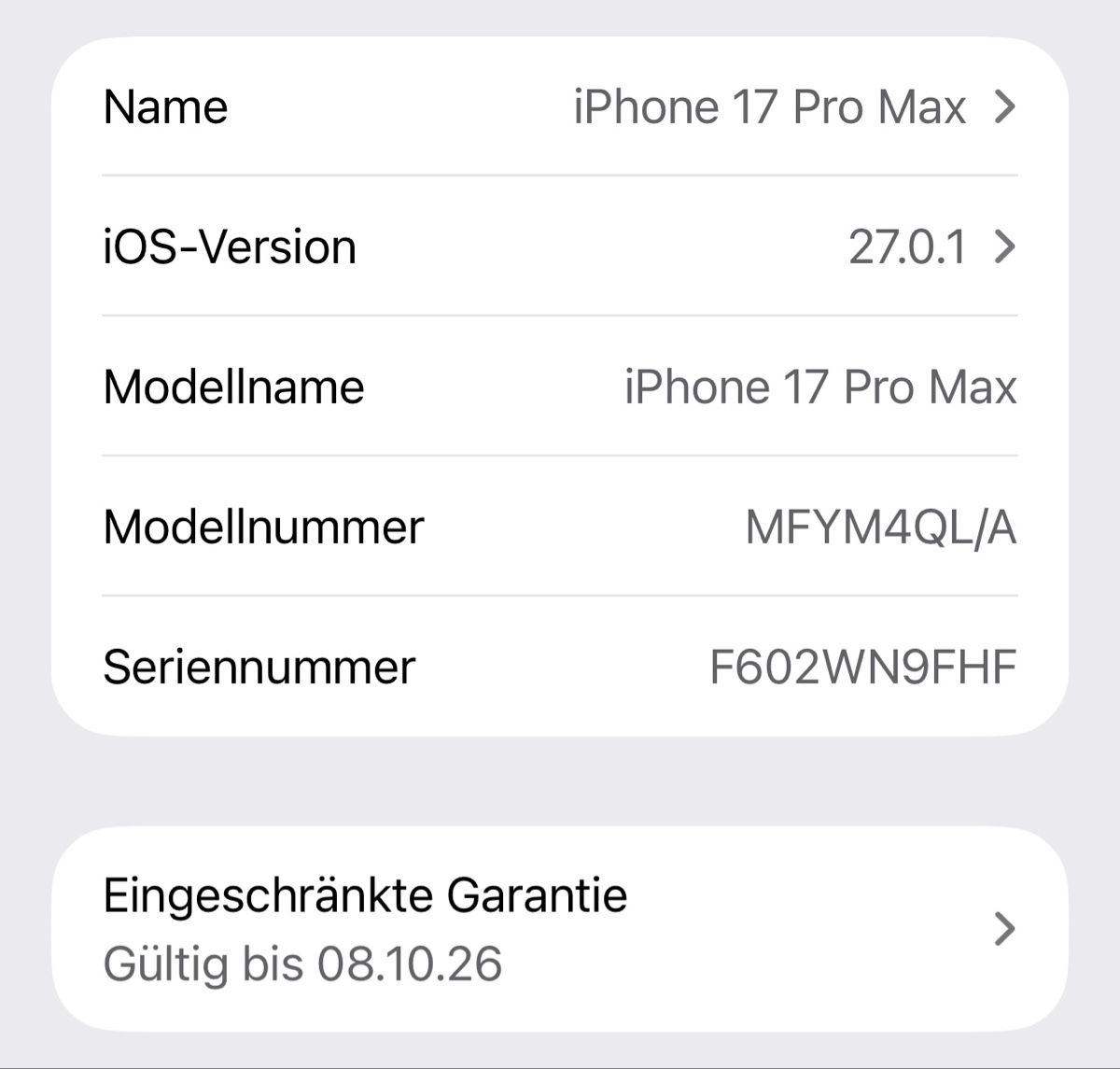 Apple Handys / Smartphones: Apple iPhone 17 Pro Max Silver !! AB 1 FR !! – Gebraucht aus Beinwil (Freiamt) von Zpower 6