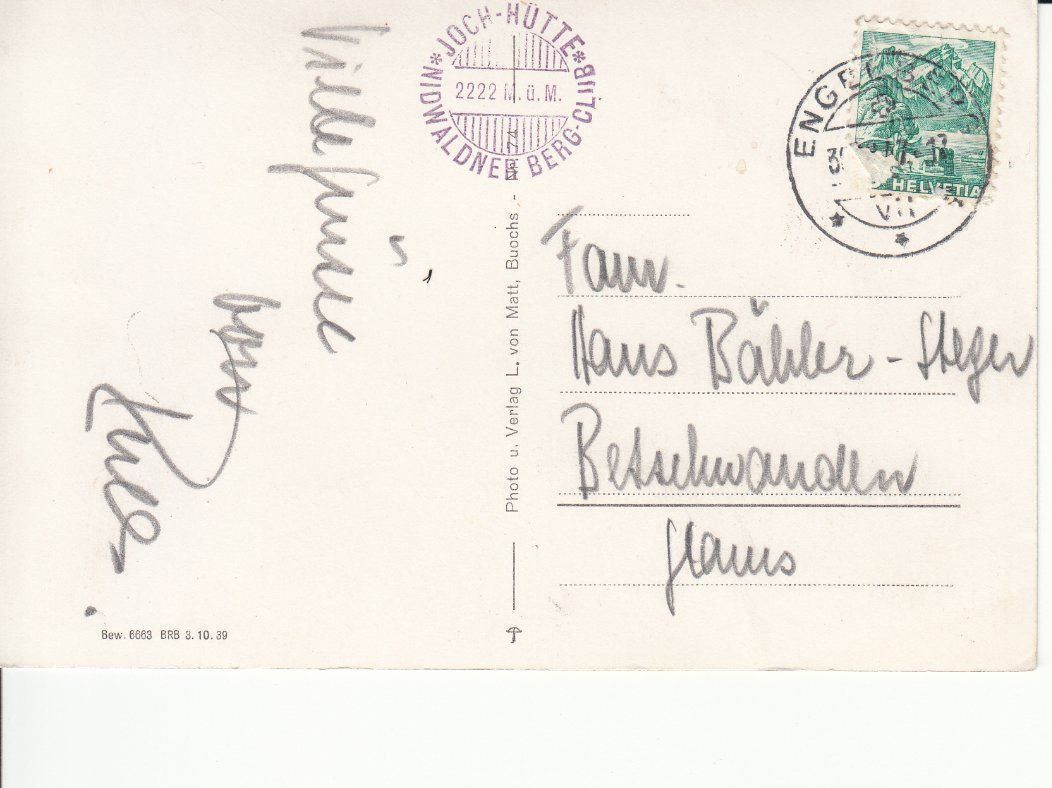 Cartoline postali: Jochhütte 1947 – Usato da Bürglen TG venduto da StampGraf 1