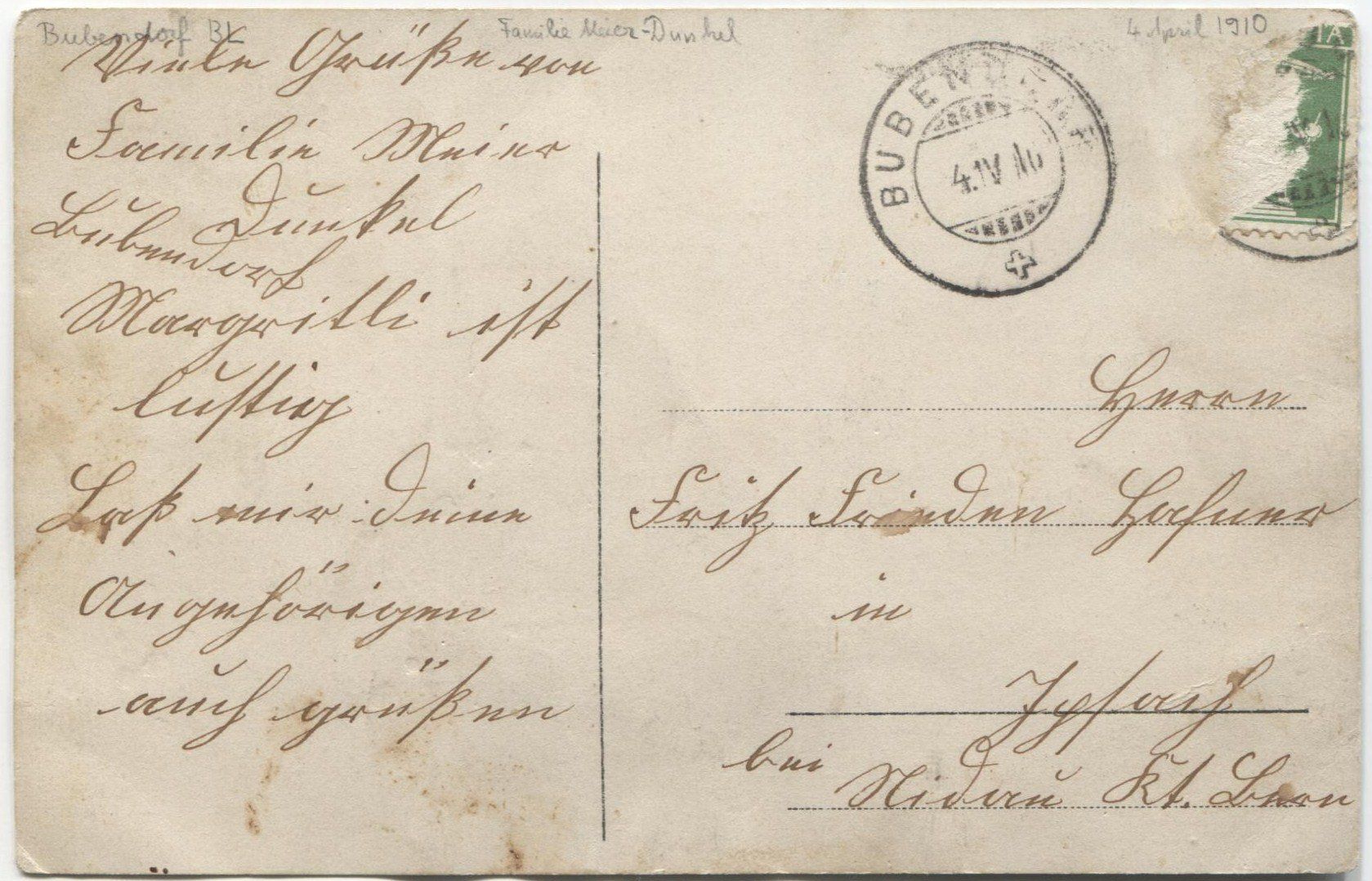 Cartoline postali: BAUERNHAUS/LANDWIRTSCHAFT 1910 Bubendorf BL – Usato da Wil SG venduto da Clanx 1