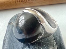 Silberring 800+MP & schwarzem Onyx Cabochon- Vintage Design