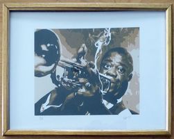 Druckzeichnung - Louis Armstrong - Bild signiert