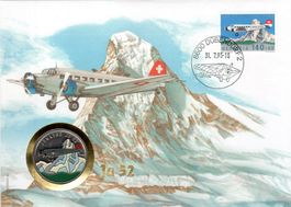 JUNKERS JU 52 "TANTE JU" FARBMÜNZE - SONDERBRIEF - AX221