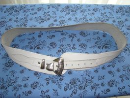Gürtel Leder Weiss mit Schnalle Länge 100cm