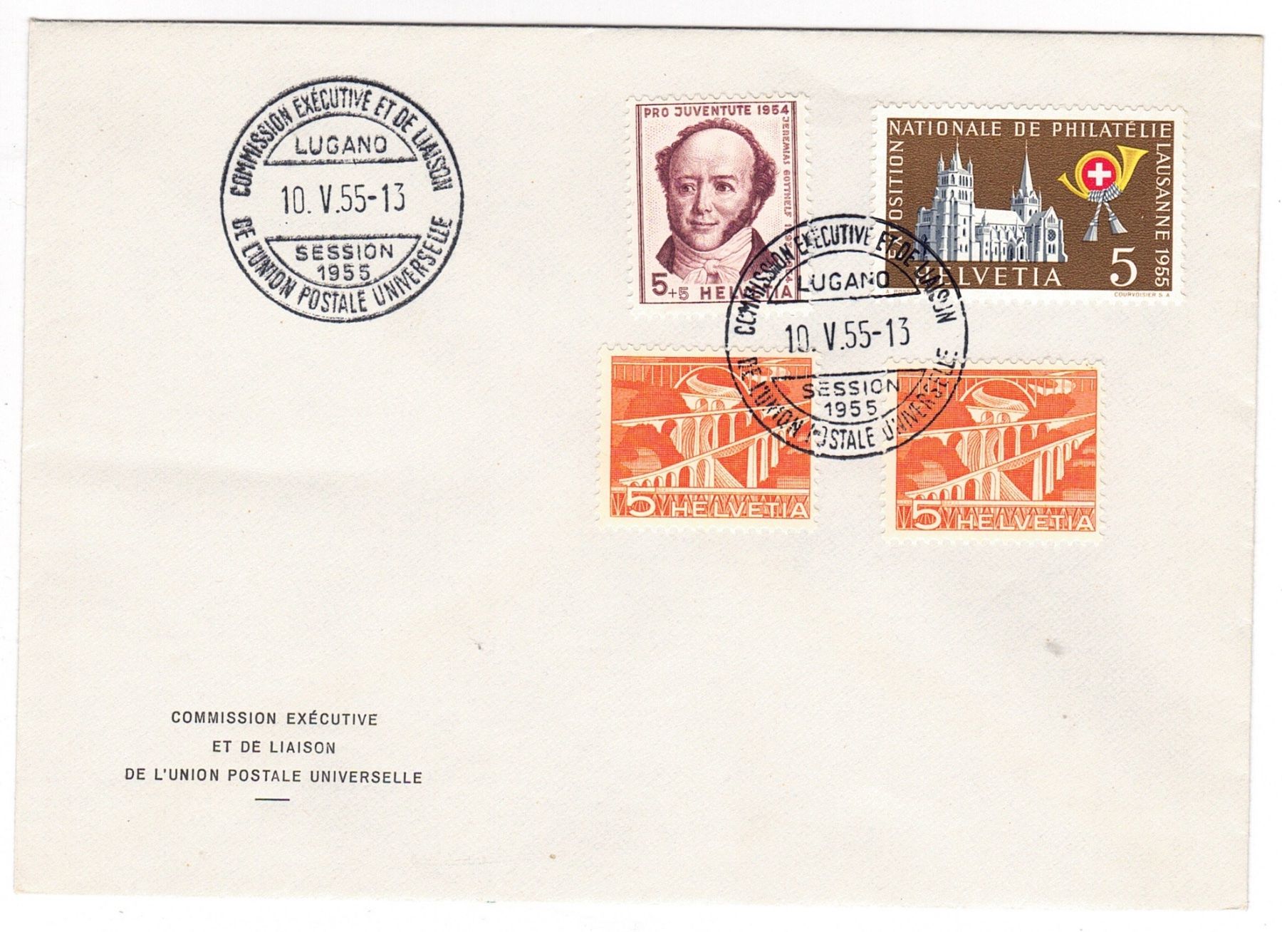Tutti i francobolli: Lettre de Lugano cachet S381 du 10.V.55 – Usato da La Tour-de-Peilz venduto da amjust