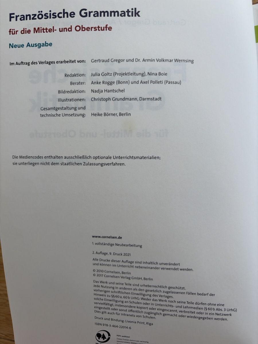 Libri: Französische Grammatik Schulbuch – Usato da Möhlin venduto da Halylea 2