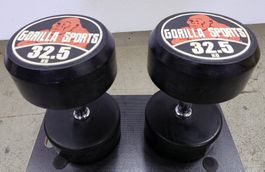 Gorilla Sports Rundhanteln, Kurzhantel 2 x 32.5 KG gummiert