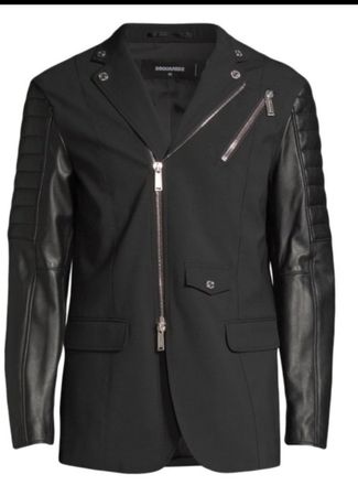 Dsquared2 Biker Jacke Schwarz mit Lederärmel Grösse 46 (M )