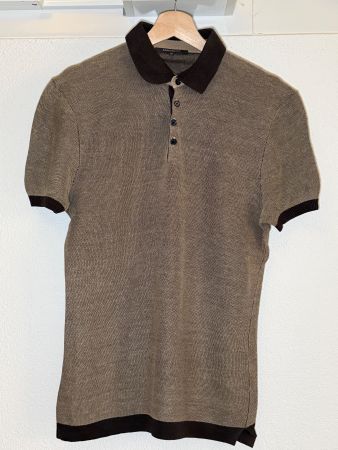 Rene Lezard Polo Shirt Gr 48 Braun Beige Strick Optik
