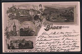 Litho Baden, Schloss Stein, Schartenfels
