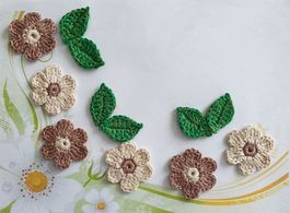 6 Blumen + 6 Blätter gehäkelt (crochet, uncinetto) 969