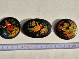 Broschen USSR Russland Vintage Malerei Schmuck Sammlung