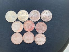 Lot 10x Silber 20 Fr. Gedenkmünze