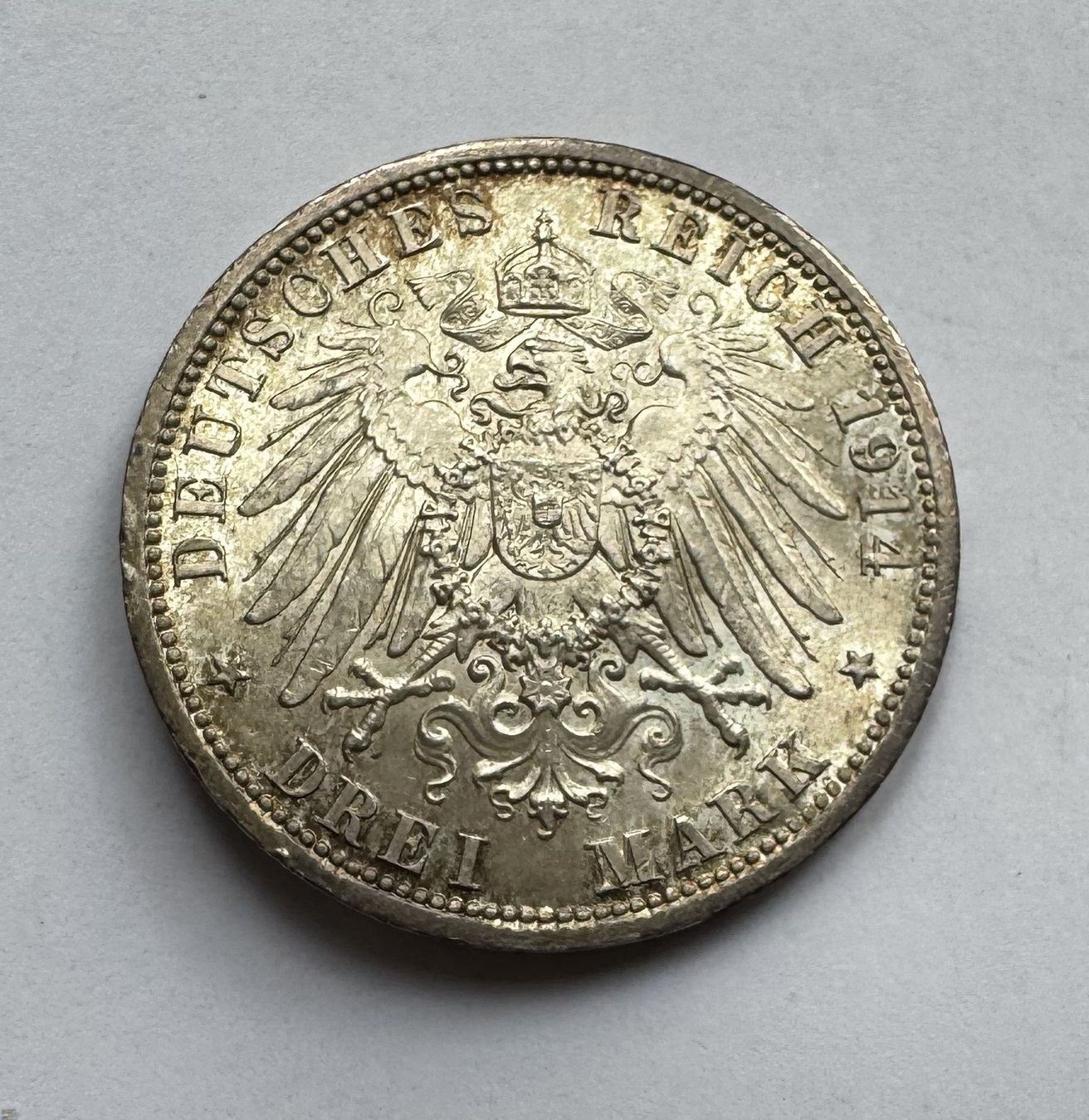 Toutes les monnaies: 1914 Drei Reichsmark Silber -unz – D'occasion à Kirchberg SG par Helveticus00 1