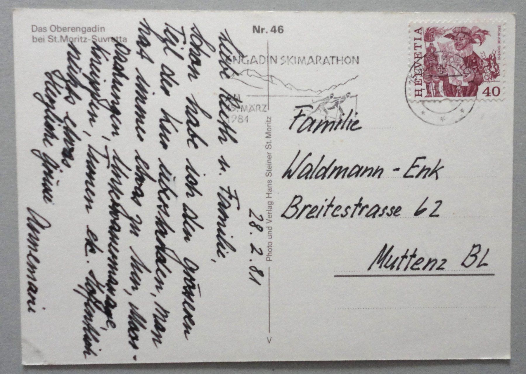 Cartoline postali: Das Oberengadin bei St. Moritz-Suvretta – Usato da Fétigny venduto da Billy2miny 1