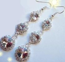 Ohrringe Ohrstecker Silber Blume rund klare Strass-Steine