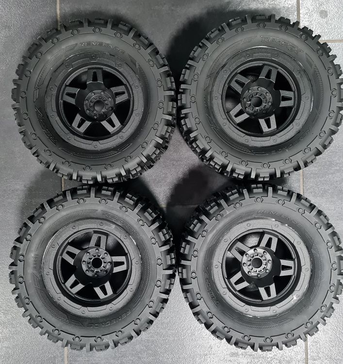 Pneus Et Jantes Pour Stadium Truck RC 1/10 Roapex Rhythm - Chrome Noir, Moyeu 12mm