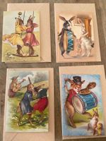 4 Osterhasen Nostalgie Doppelkärtli Ostern Couverts 9x13cm