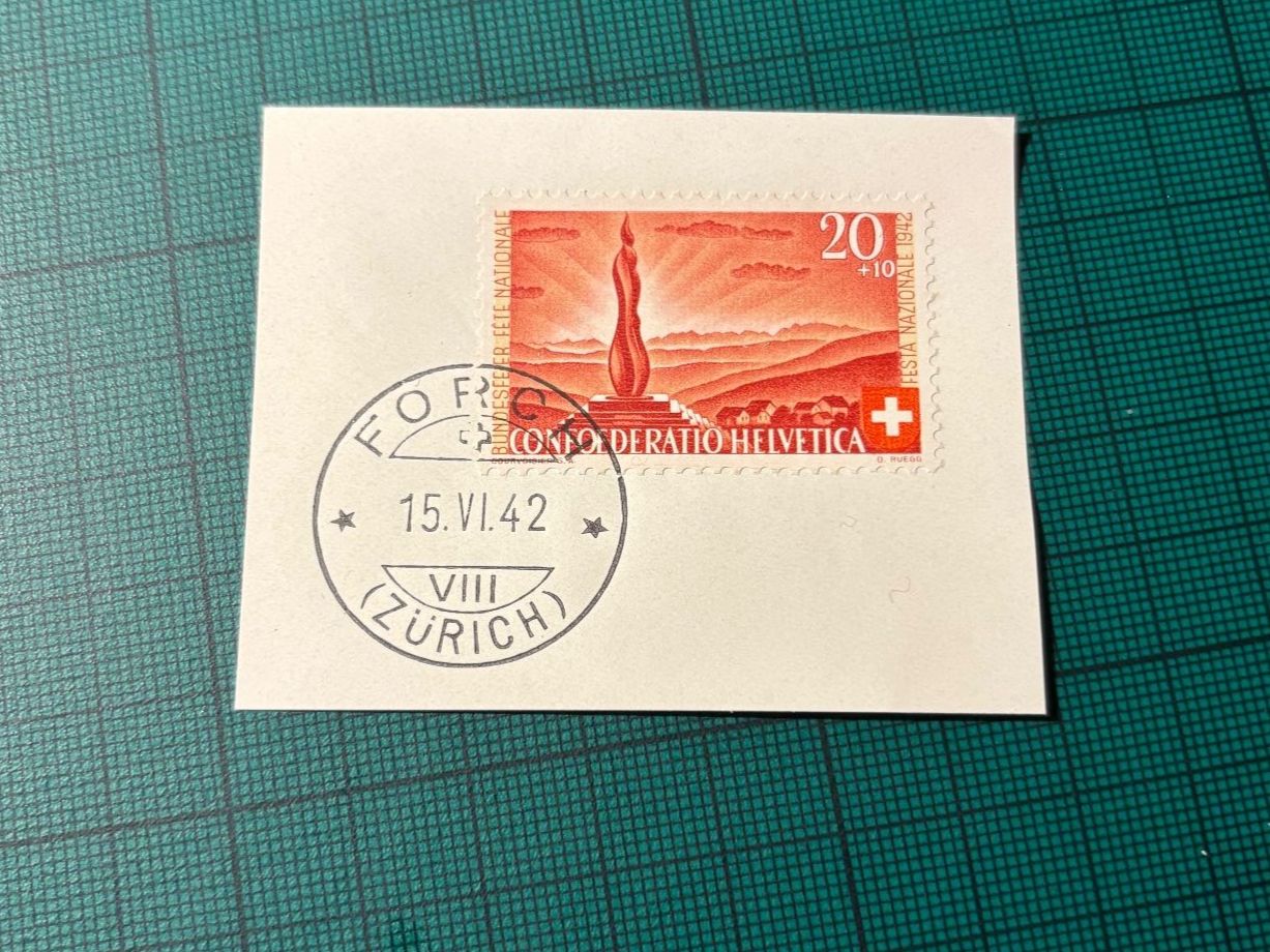 Tutti i francobolli: PP. Einzelw. Wehrmännerdenkmal 15.V.I 42. ET FORCH. – Usato da Utzenstorf venduto da Rose0303