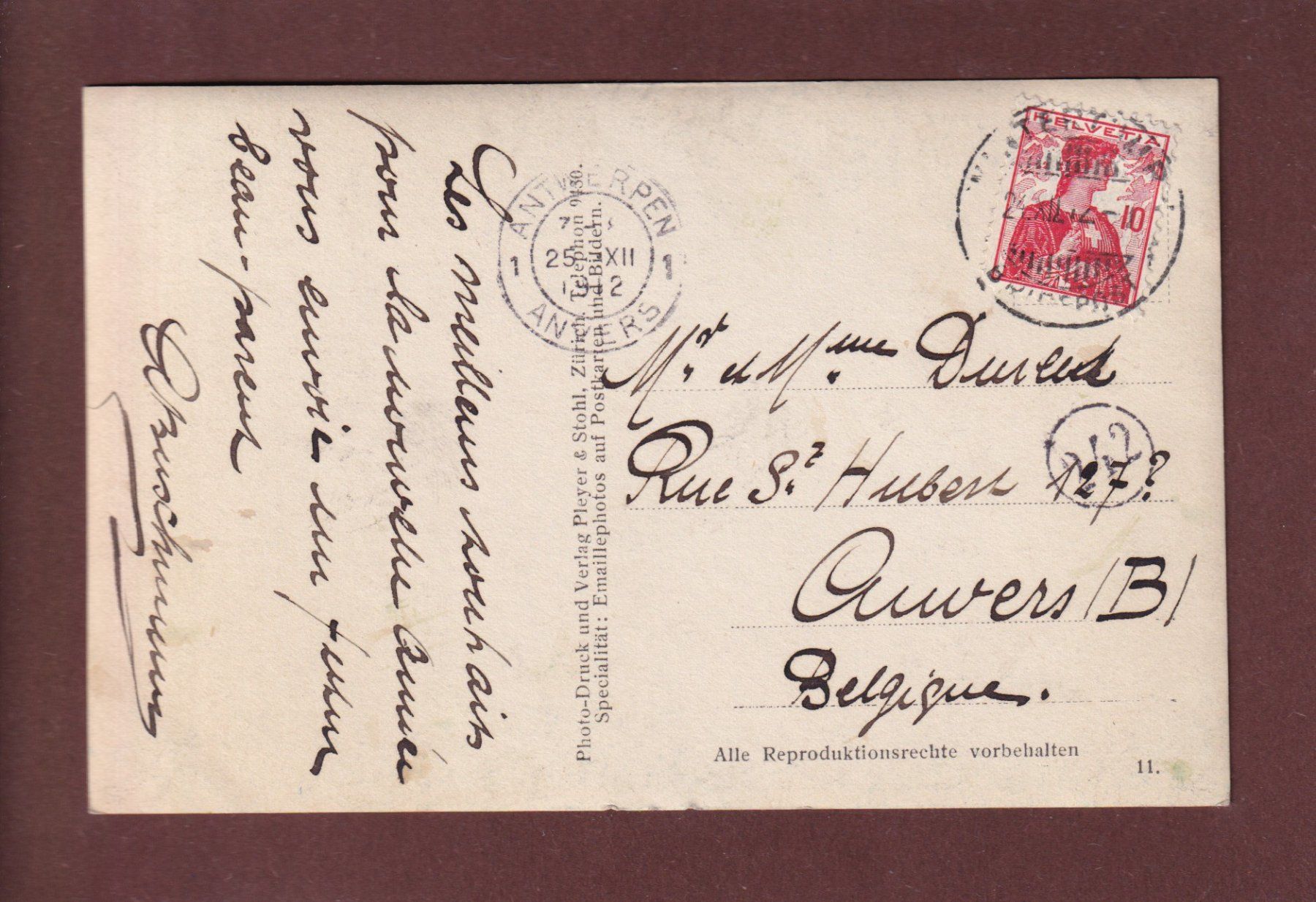 Cartoline postali: Am ZÜRICHSEE - 1912 – Usato da Pully venduto da nicecards 1