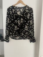 Zara Basic Bluse, Grösse S, Schwarz/Weiss Gepunktet