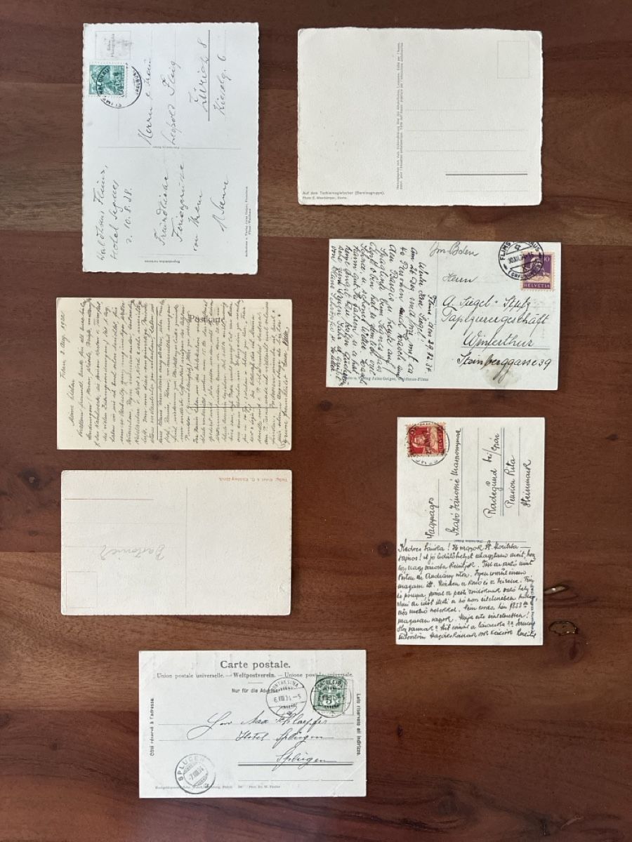 Cartoline postali: 7 Ansichtskarten Schweiz vom Bergsteigen  – Usato da Oftringen venduto da Cla.vD.74 1