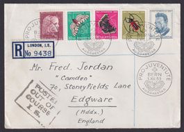 PJ 1953, FDC J148-152, Destination ENGLAND