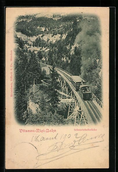 Cartoline postali: AK Vitznau-Rigi-Bahn, Schnurtobelbrücke – Usato da Berlin venduto da bartko-reher