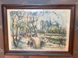 Impression Marius Girard PARIS Notre Dame & les Bouquinistes