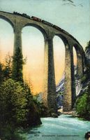 1909: col. Ansichtskarte , Landwasserviadukt bei Filisur