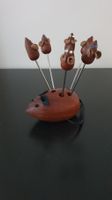 Partyspiesse/Käsepicker/Maus + 6 Mäuschen aus Teak/70er
