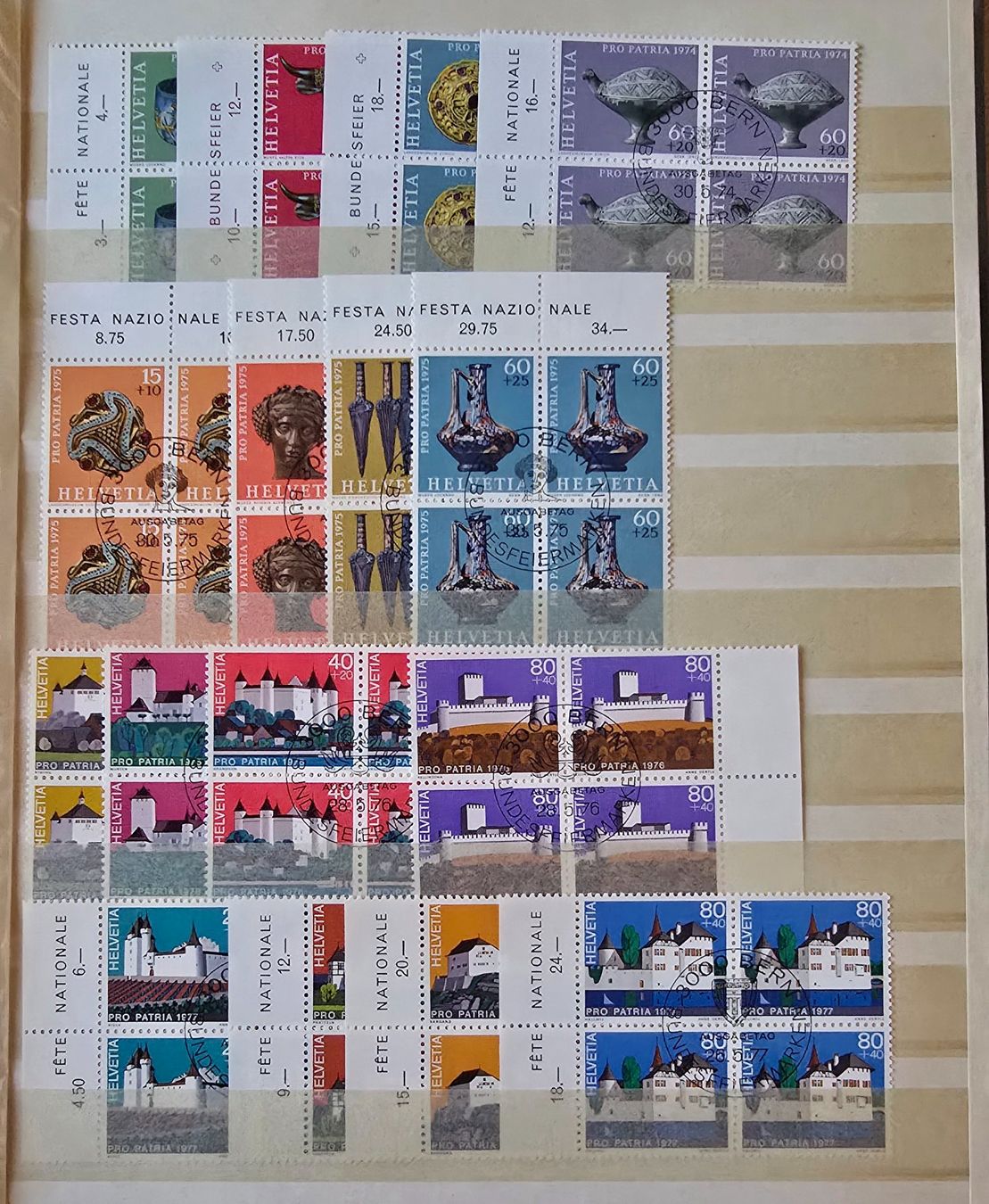 Tutti i francobolli: Pro Patria Viererblocks ET Originalgummi – Usato da Duebendorf venduto da Dguguseli 2