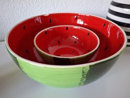 Sommerliche Melonen-Schalen, 2er Set, Keramik, Rot/Grün