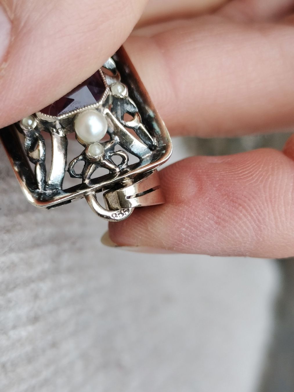 Ciondoli: Jugendstil Antike Halskette Amethyst mit Perlen – Usato da schwyz venduto da larry91sz 5
