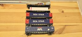 5er Set Chessie System C&O H0 216 621 Container Car Flat Car